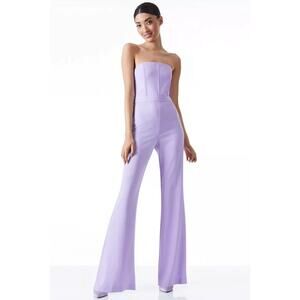 Alice + Olivia Light Purple Strapless Jumpsuit